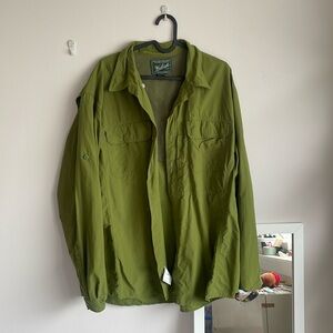 Oversized thrifted camping long sleeve shirt jacket